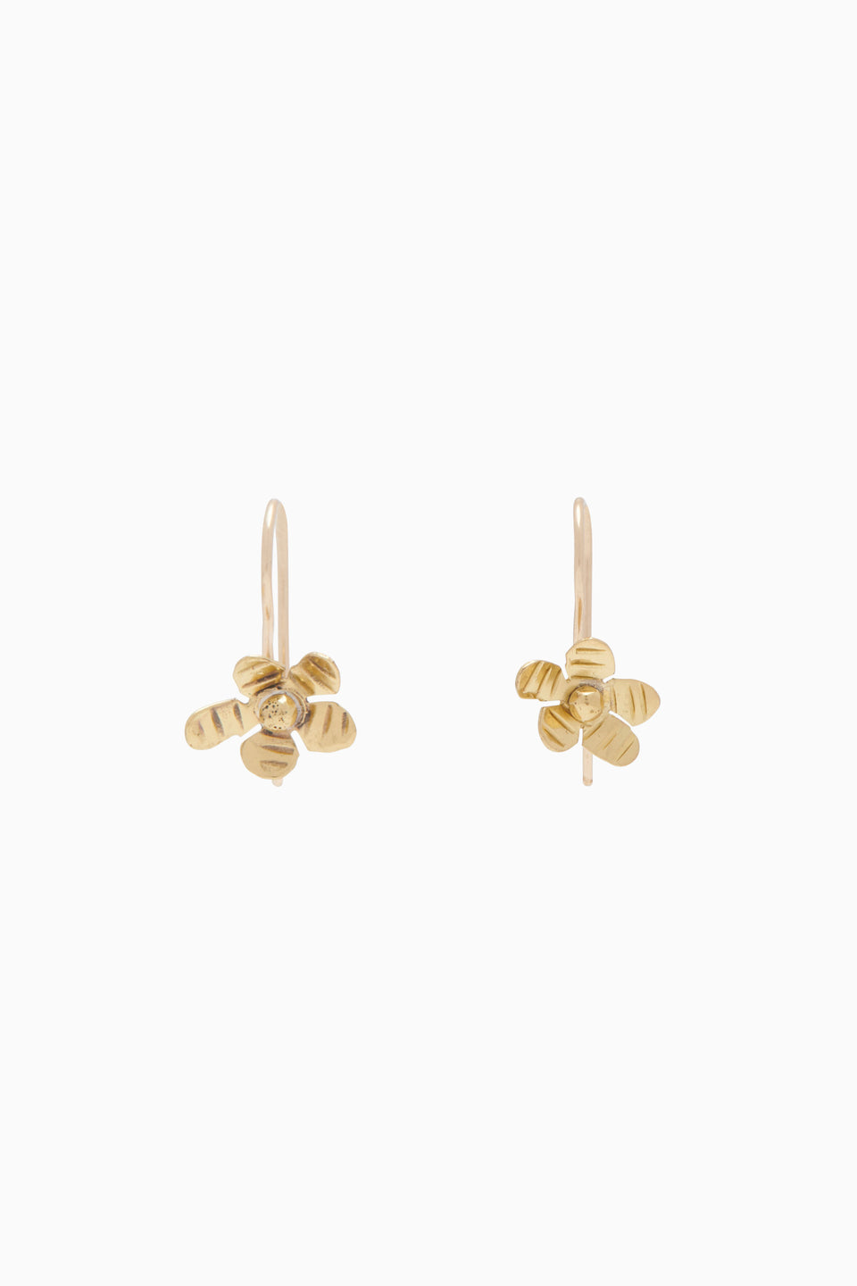 Mini Flower Drop Earring - Brass