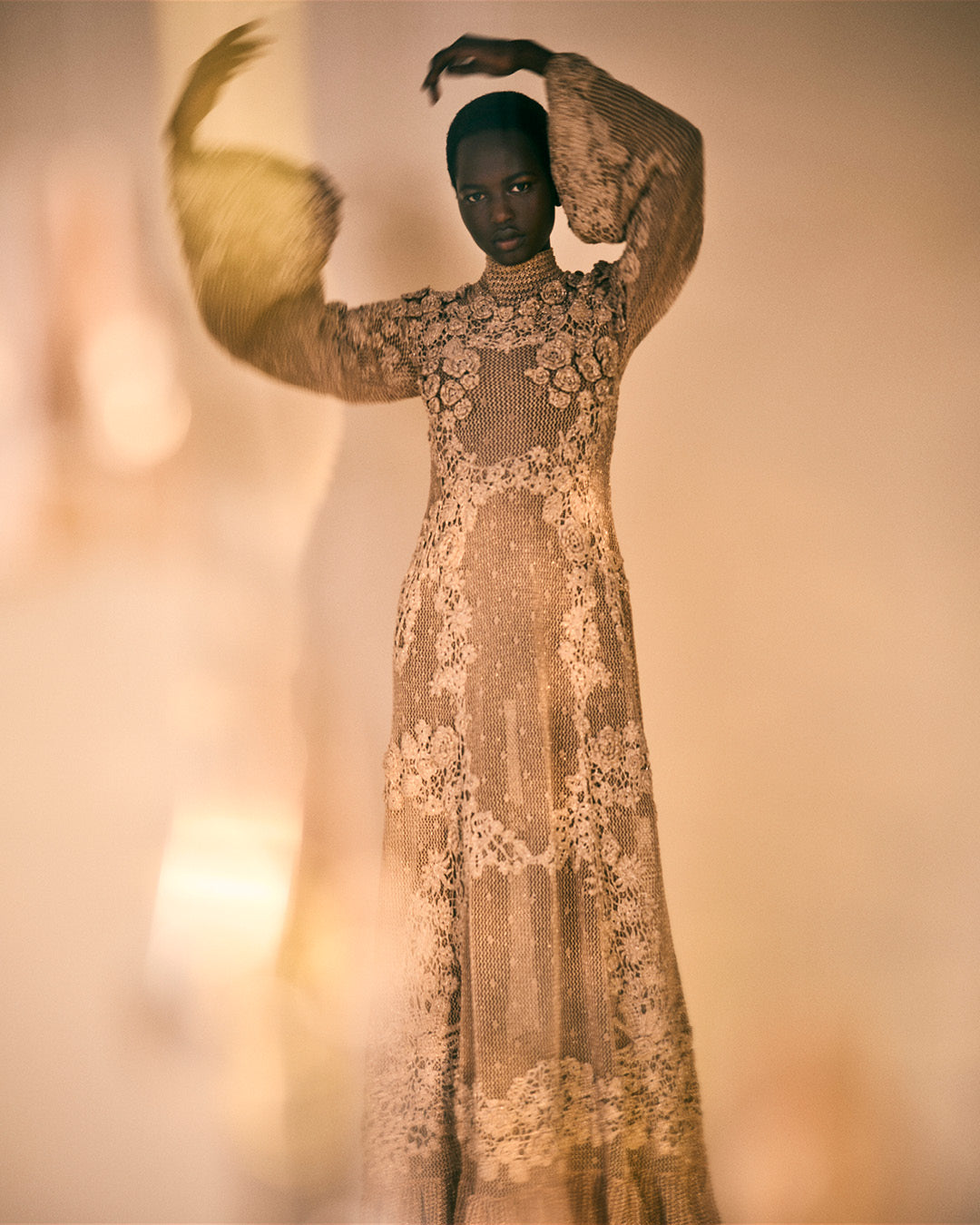 Ulla Johnson Leah Crochet Knit Maxi Dress - Lurex Combo