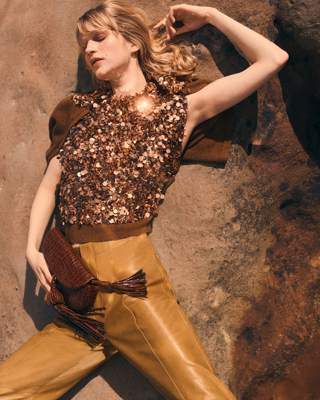 Cosima Embroidered Cashmere Vest - Umber