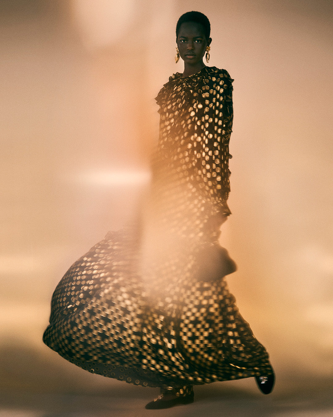 Celestina Silk Long Sleeve Gown - Obsidian