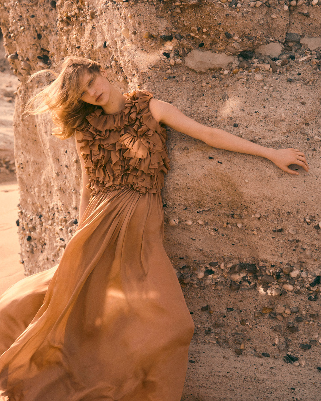 Byzantine Silk Backless Gown - Desert Rose