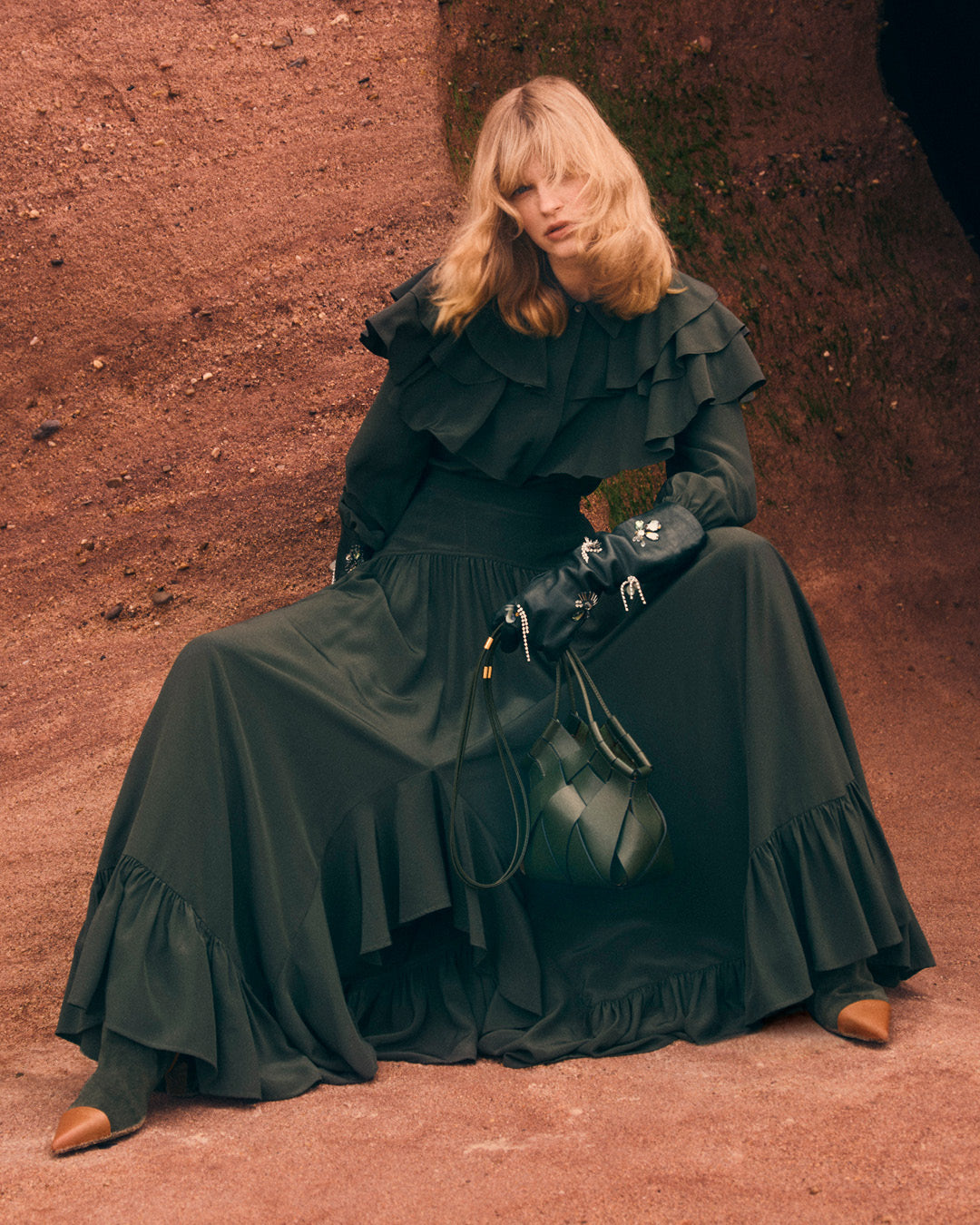 Ulla Johnson Liliana Silk Long Sleeve Blouse - Cypress