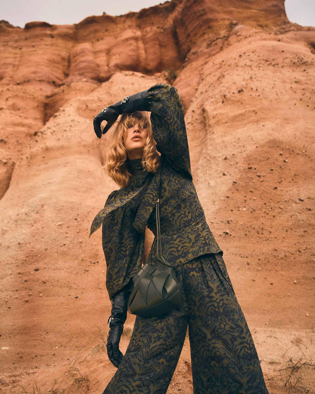 Giorgia Silk Neck Tie Blouse - Desert Jasper