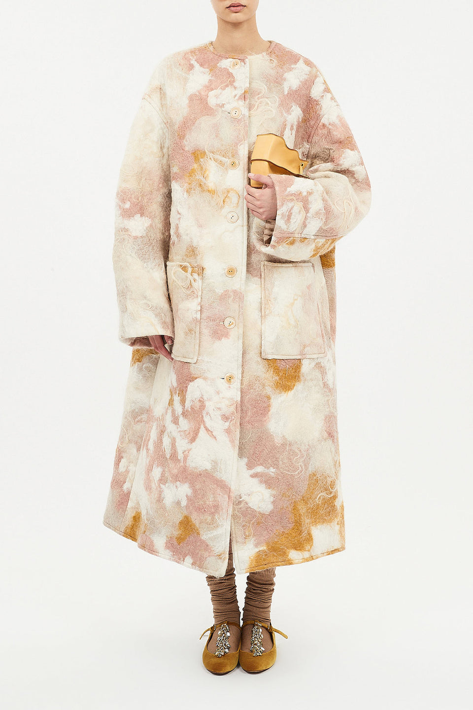 Fernanda Hand Felted Wool Oversized Coat - Travertine