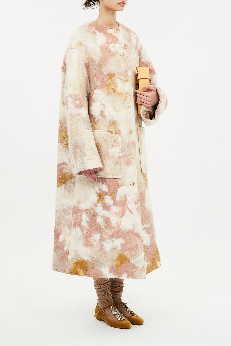 Fernanda Hand Felted Wool Oversized Coat - Travertine