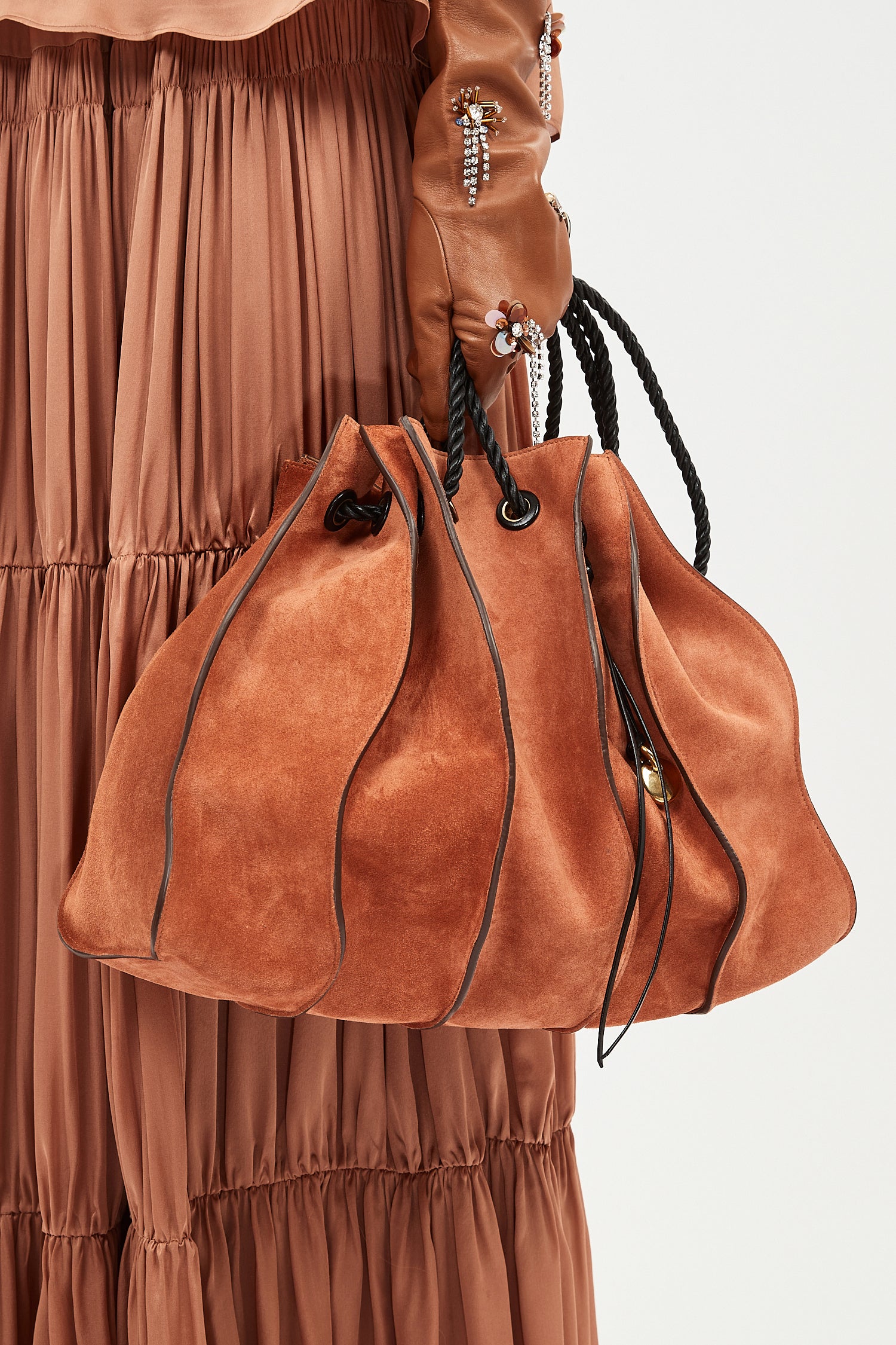 Ulla Johnson Adria Pleated Wave Tote - Sierra