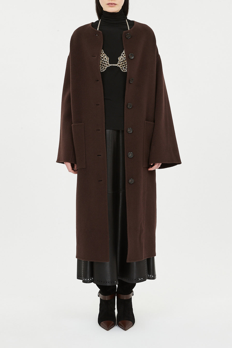 Fernanda Double Faced Wool Oversized Coat - Sable