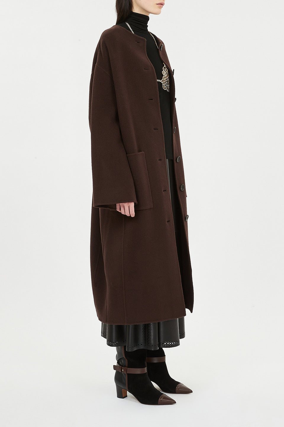 Fernanda Double Faced Wool Oversized Coat - Sable