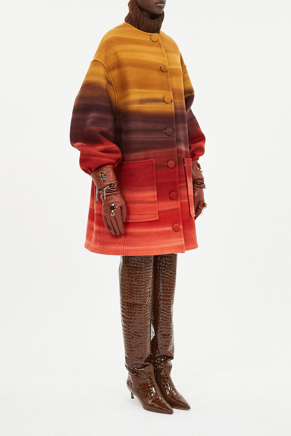 Ambrose Ombre Wool Melton Coat - Agate