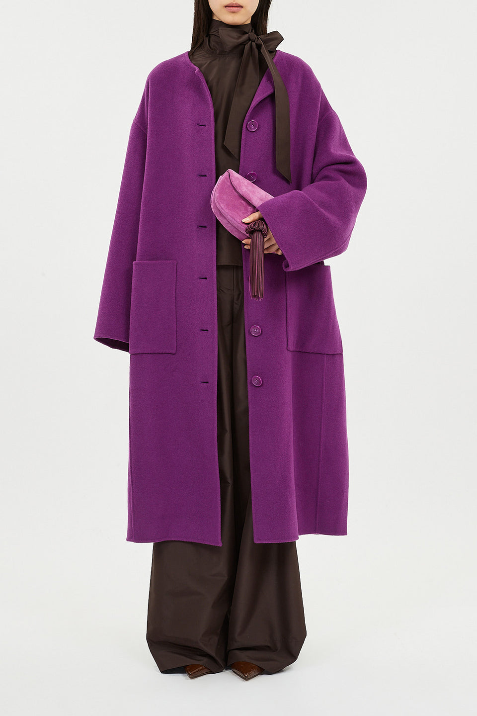 Fernanda Double Faced Wool Oversized Coat - Thistle