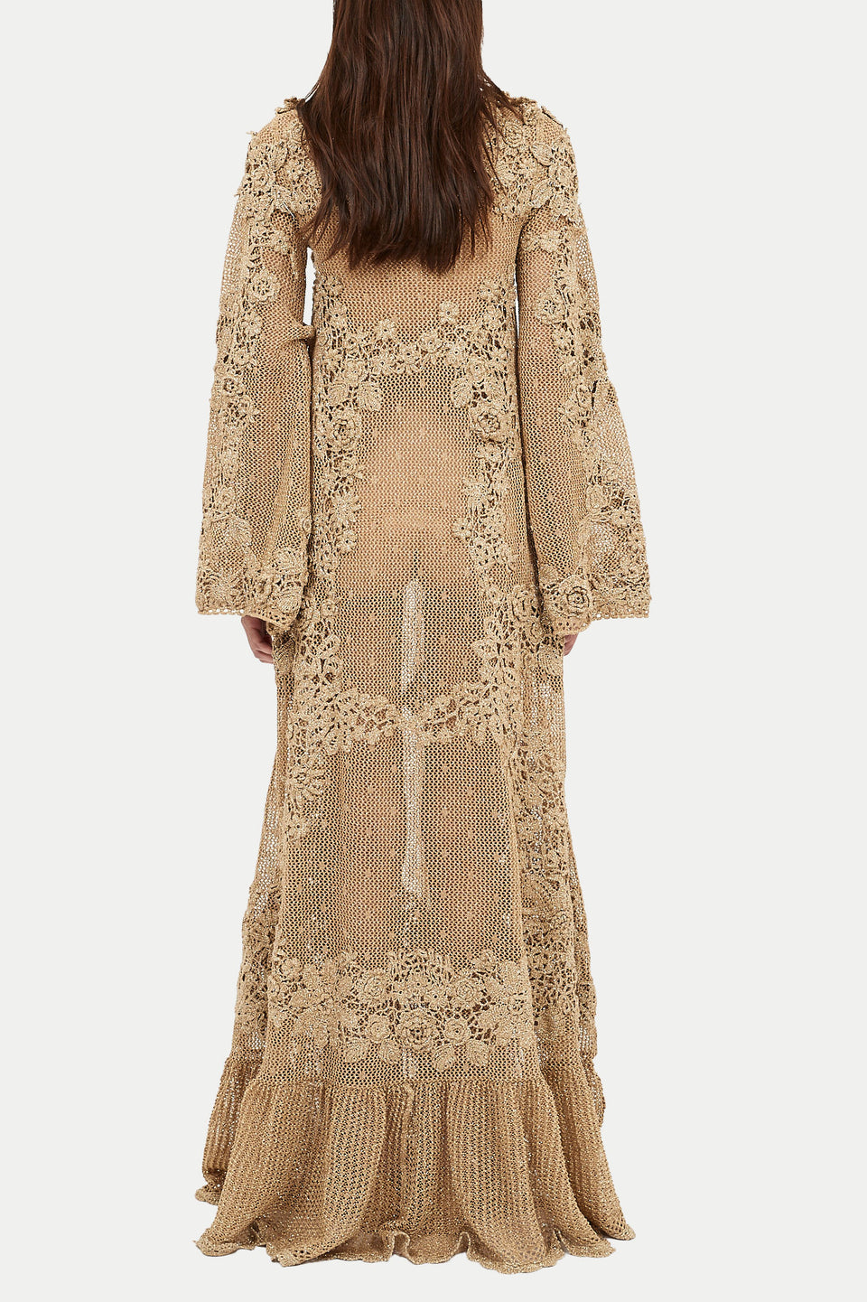 Leah Metallic Floral Crochet Knit Maxi Dress - Lurex Combo