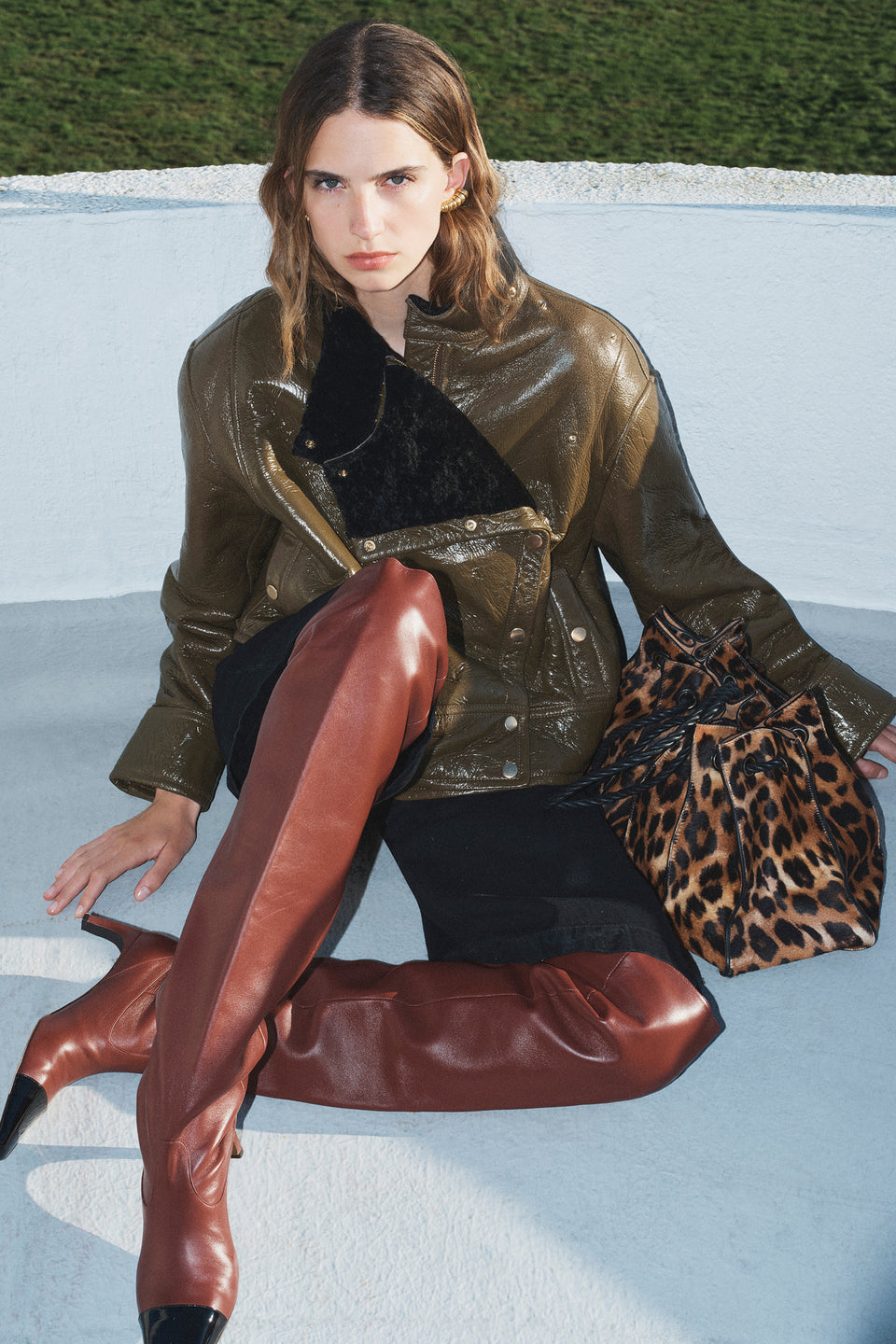 Adria Large Drawstring Tote - Leopard