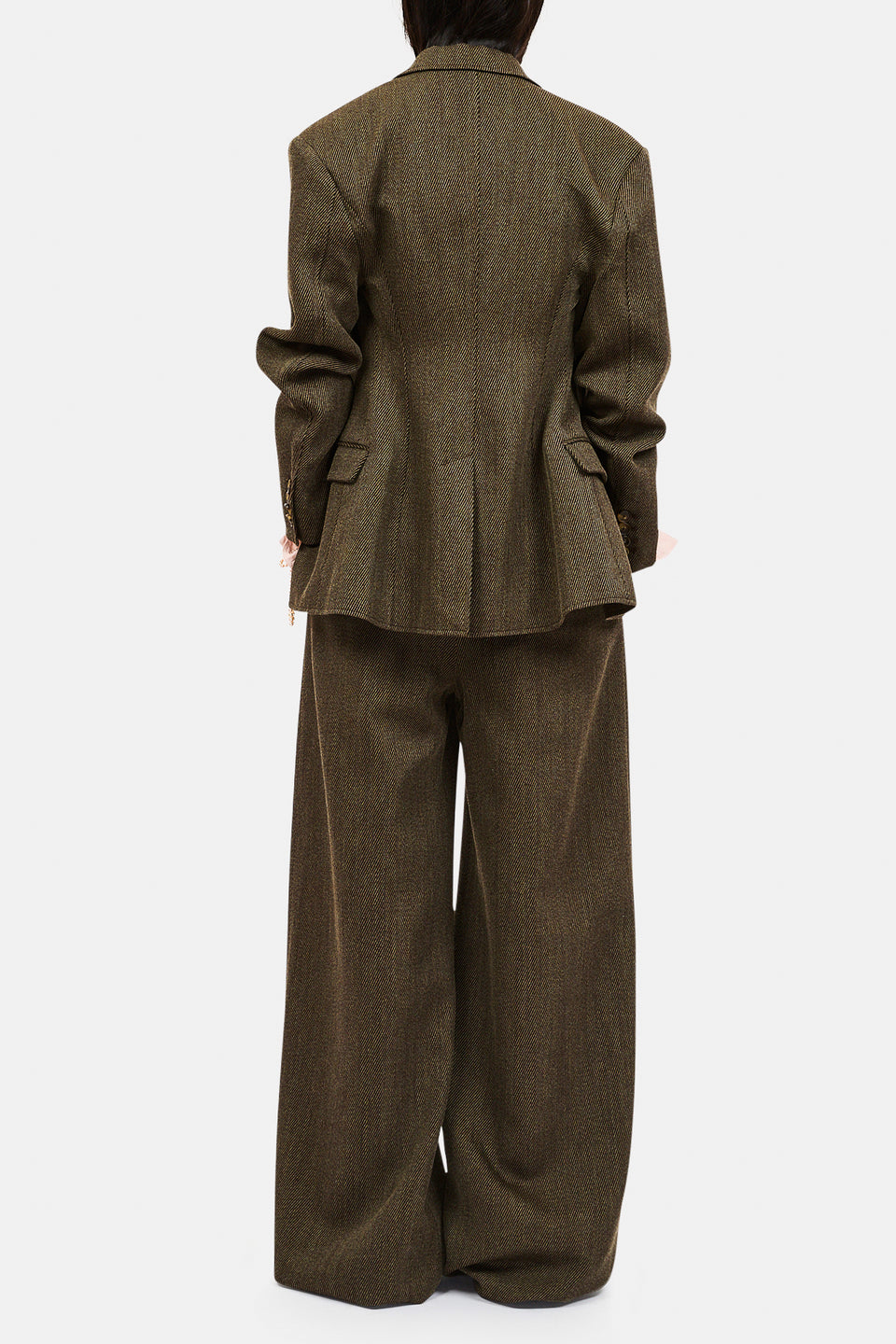 Milo Wide Leg Wool Pant - Militaire