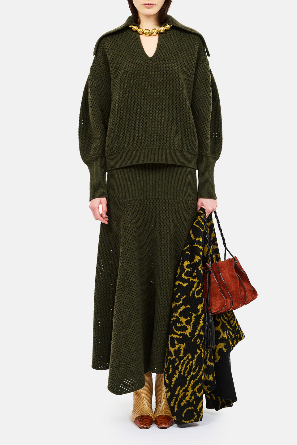 Lucia Wool Knit Skirt - Militaire