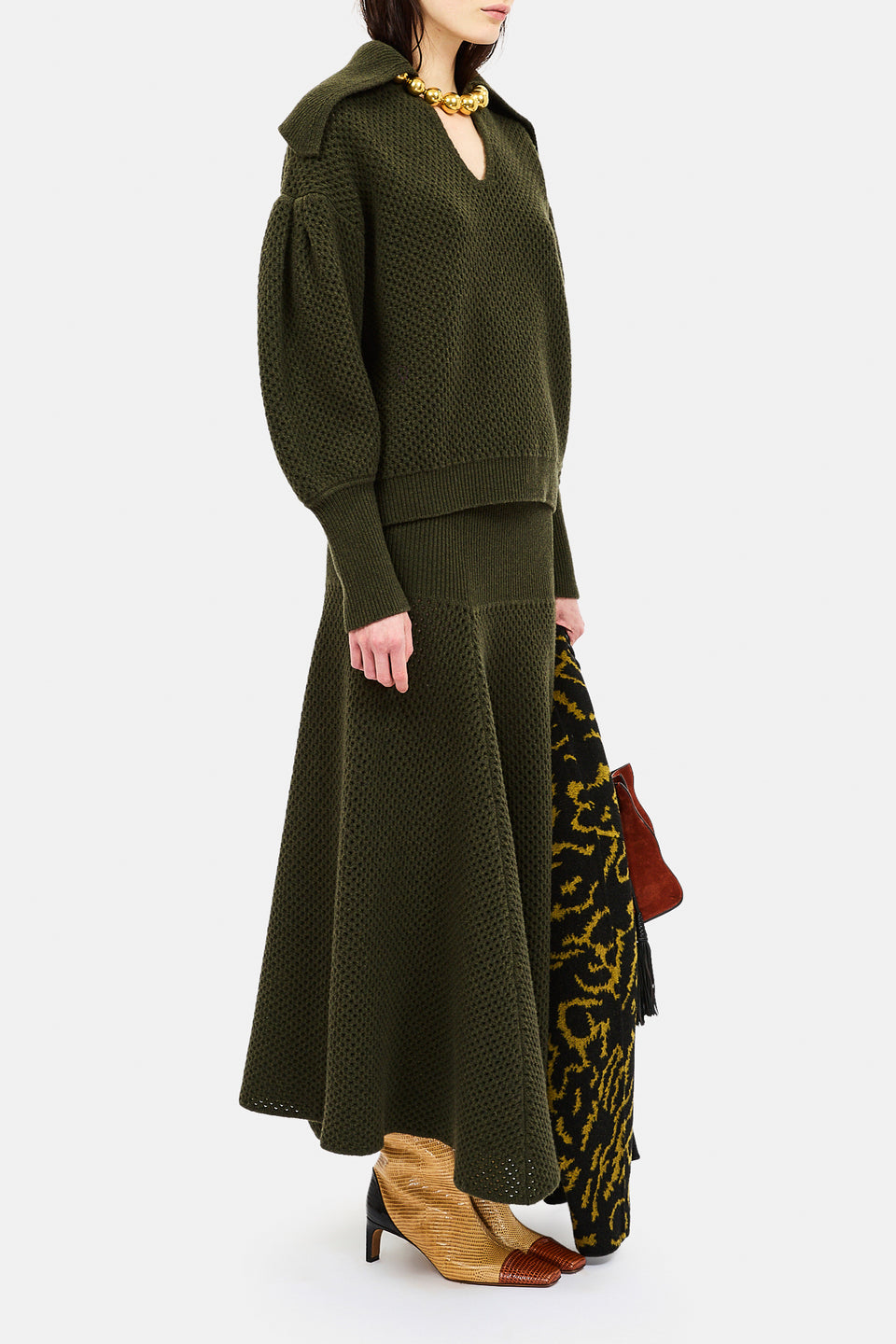 Lucia Wool Knit Skirt - Militaire
