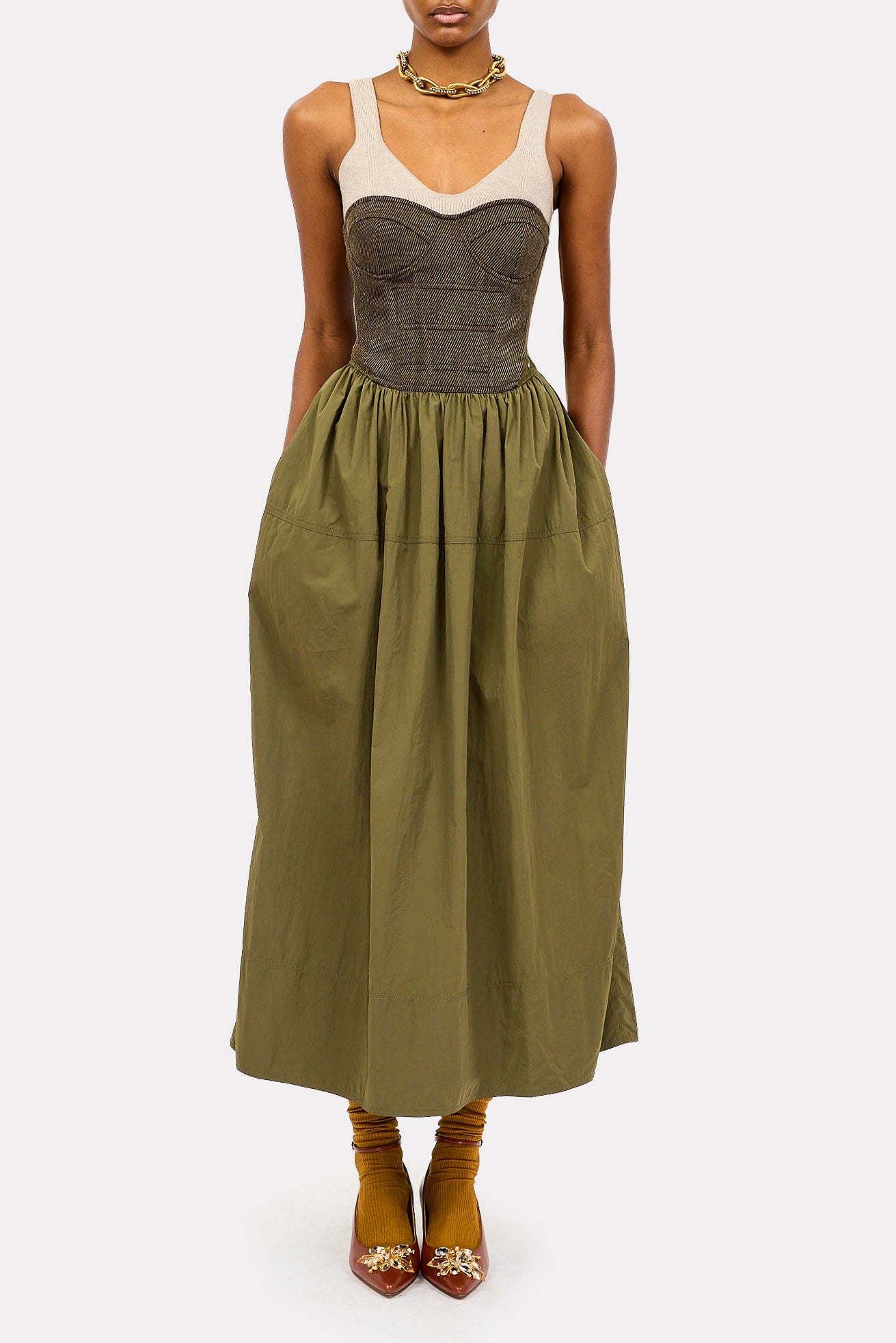 Ulla Johnson Vianne Nylon and Wool Strapless Dress - Militaire