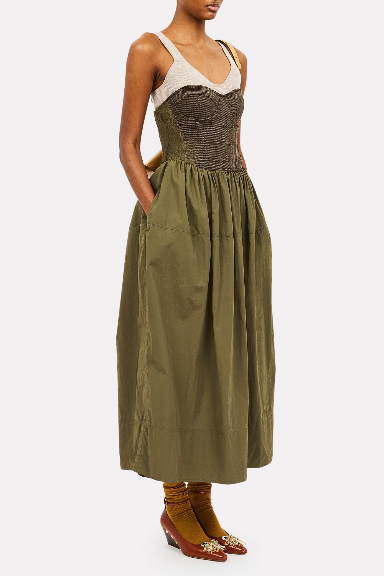 Ulla Johnson Vianne Nylon and Wool Strapless Dress - Militaire