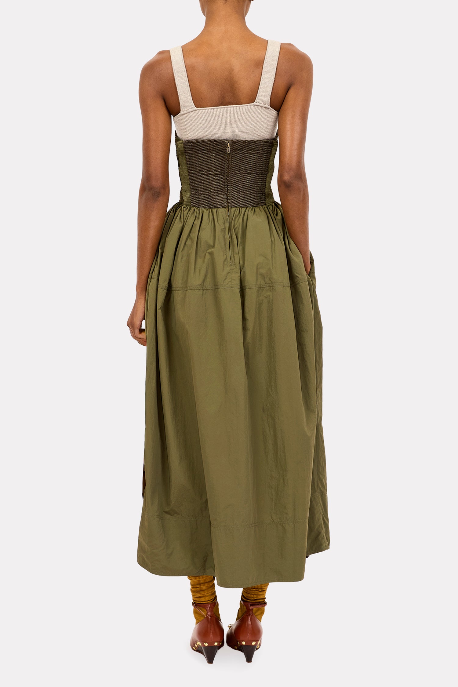 Vianne Nylon and Wool Strapless Dress - Militaire