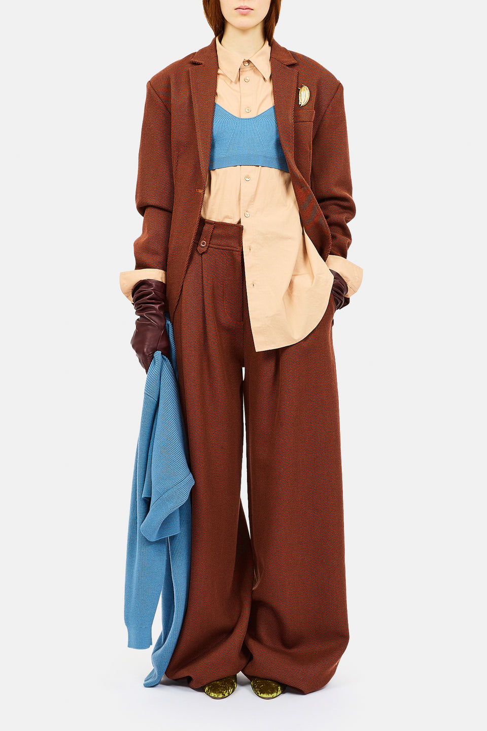 Milo Wide Leg Wool Pant - Rosewood