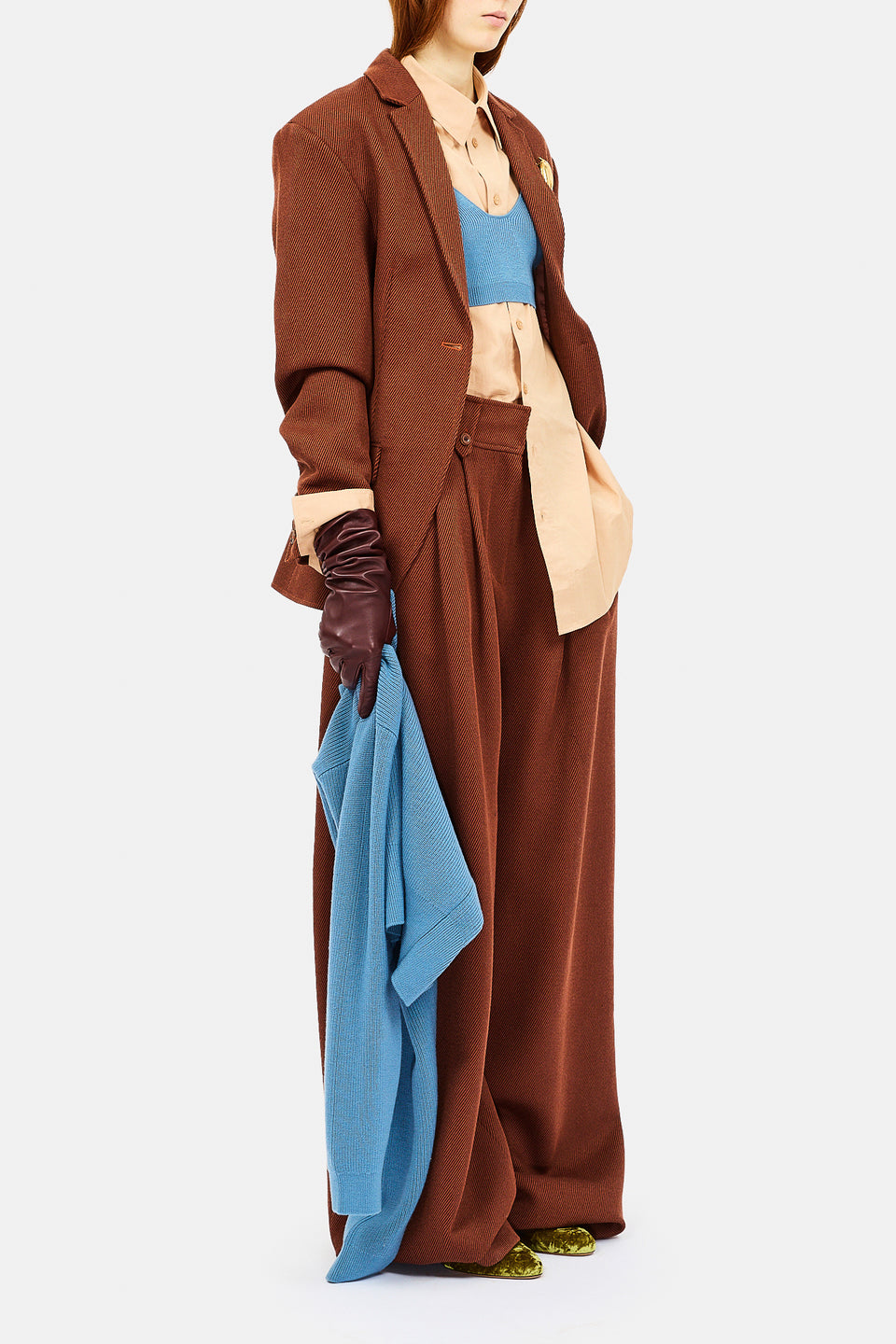 Milo Wide Leg Wool Pant - Rosewood