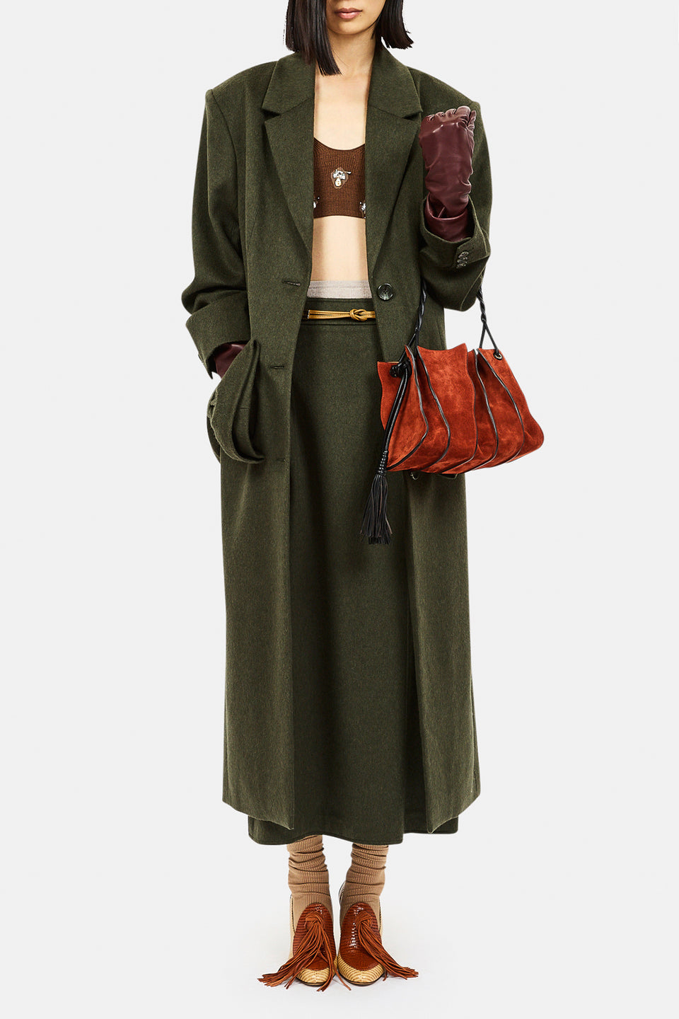 Bryn Wool Midi Skirt - Willow