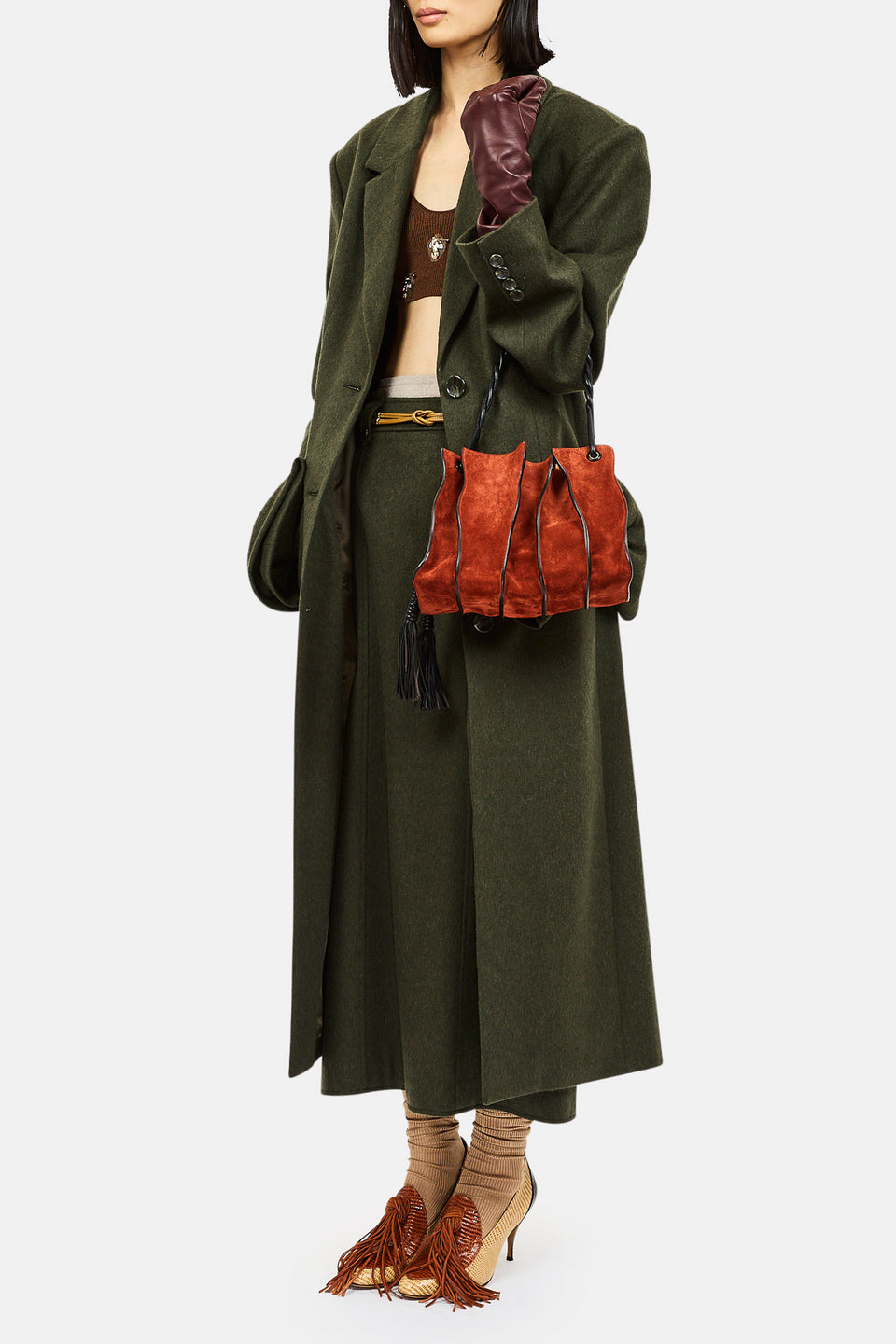 Bryn Wool Midi Skirt - Willow