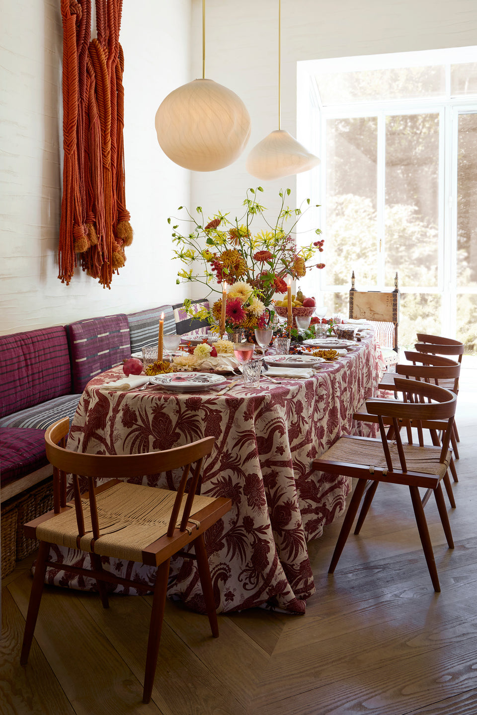 Rectangular Tablecloth - Bordeaux Floral