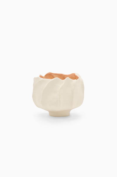 Cream Ceramic Floral-Form Candle Vessel, Empty - Front View | Ulla Johnson