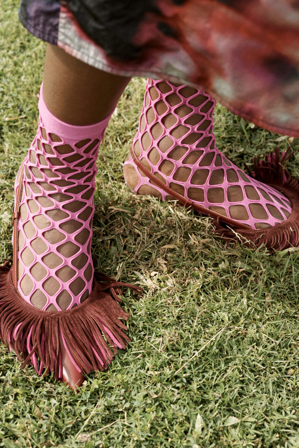 Shira Fringe Slingback - Bordeaux Colorblock