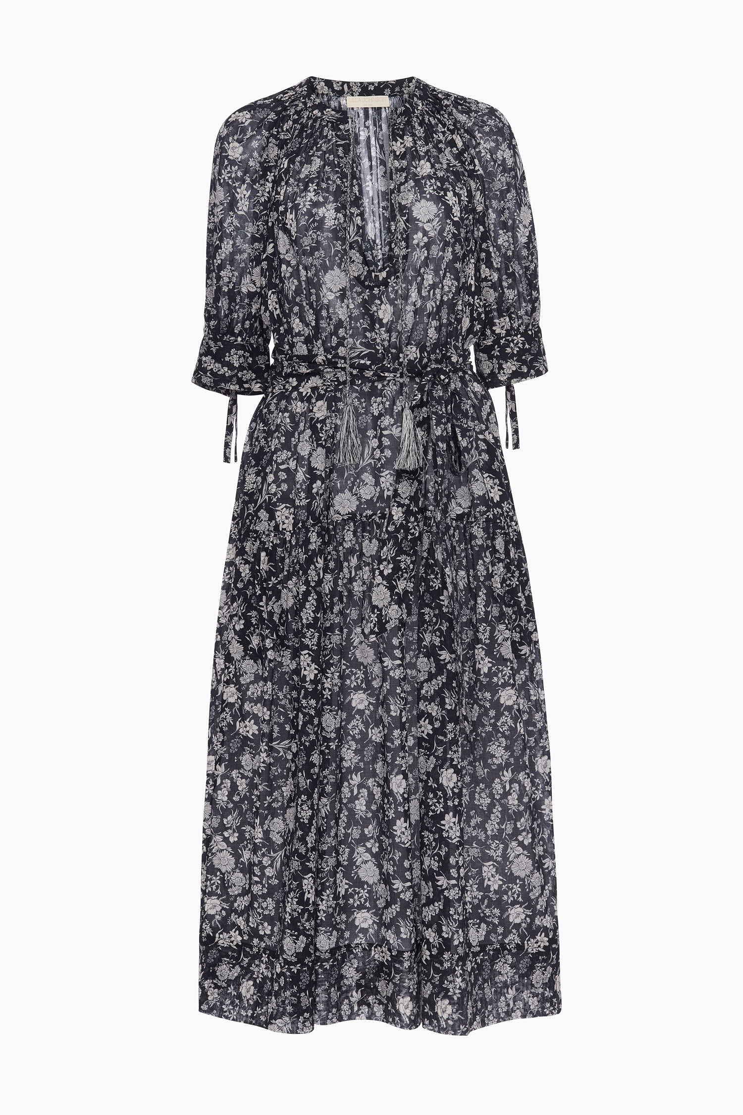 Selena Puff Sleeve Dress Coverup - Midnight Bloom