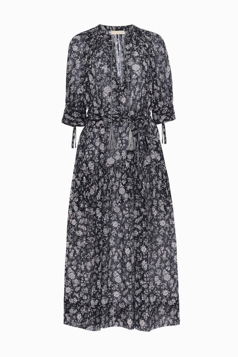 Selena Puff Sleeve Dress Coverup - Midnight Bloom