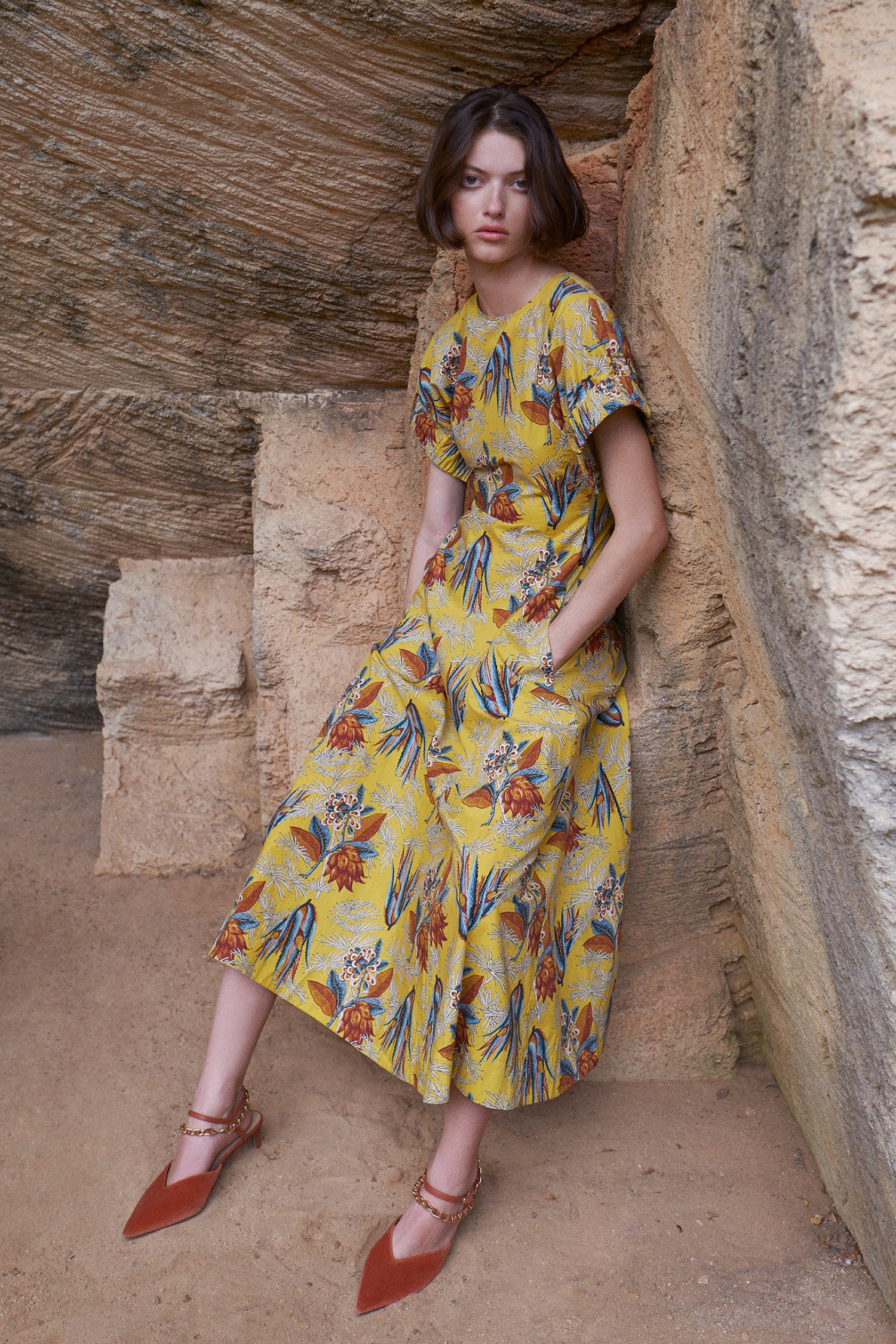 Plus Size Yellow Floral Print Bardot Maxi Dress | Yours Clothing