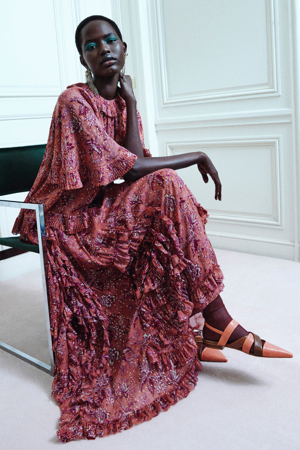 Adele Cascading Ruffle Skirt - Oleander