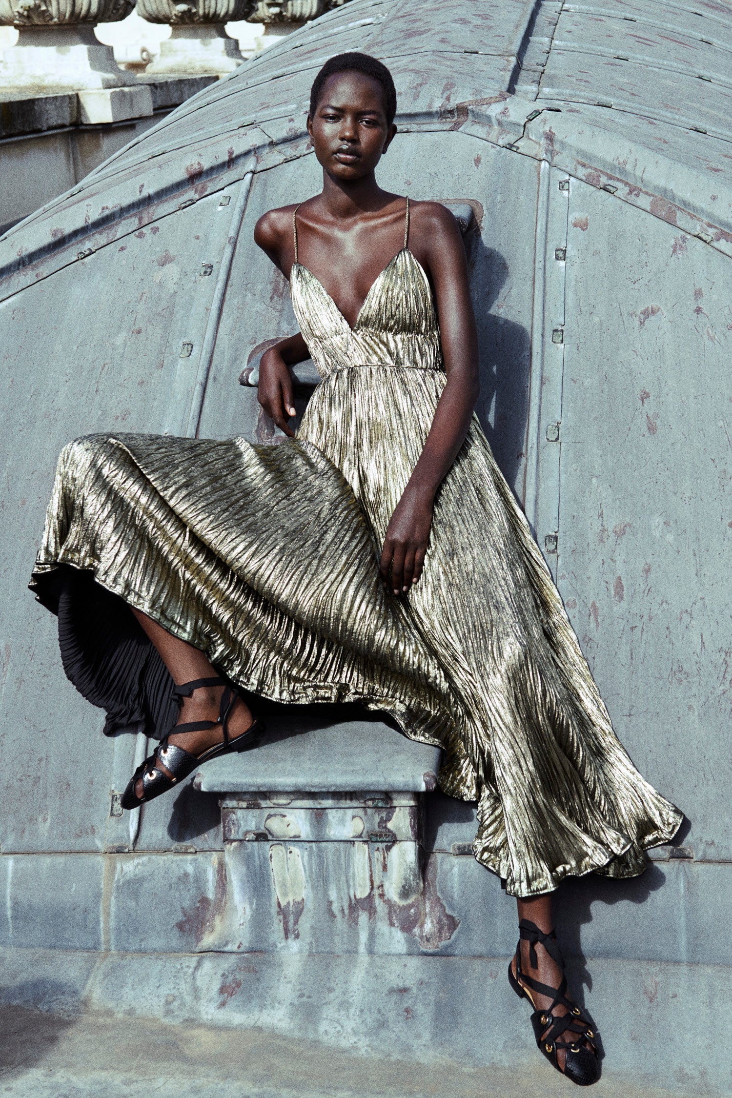 Persephone Pleated Cami Gown - Lumen