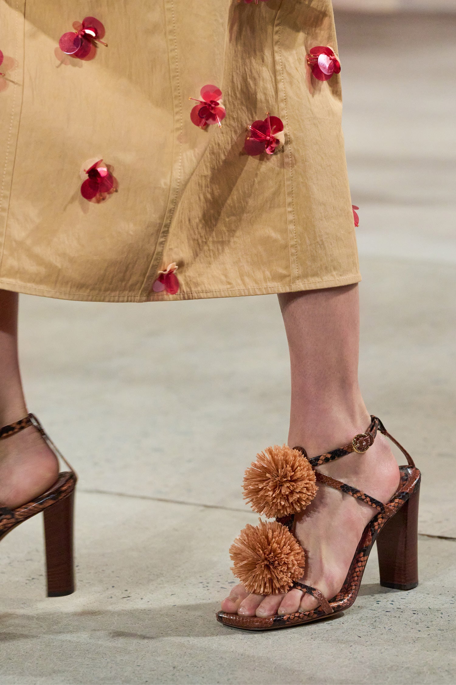 Isolde High Heel - Sierra Python Raffia Pom Pom Leather Isolde High Heel - Sierra Python Raffia Pom Pom Leather
