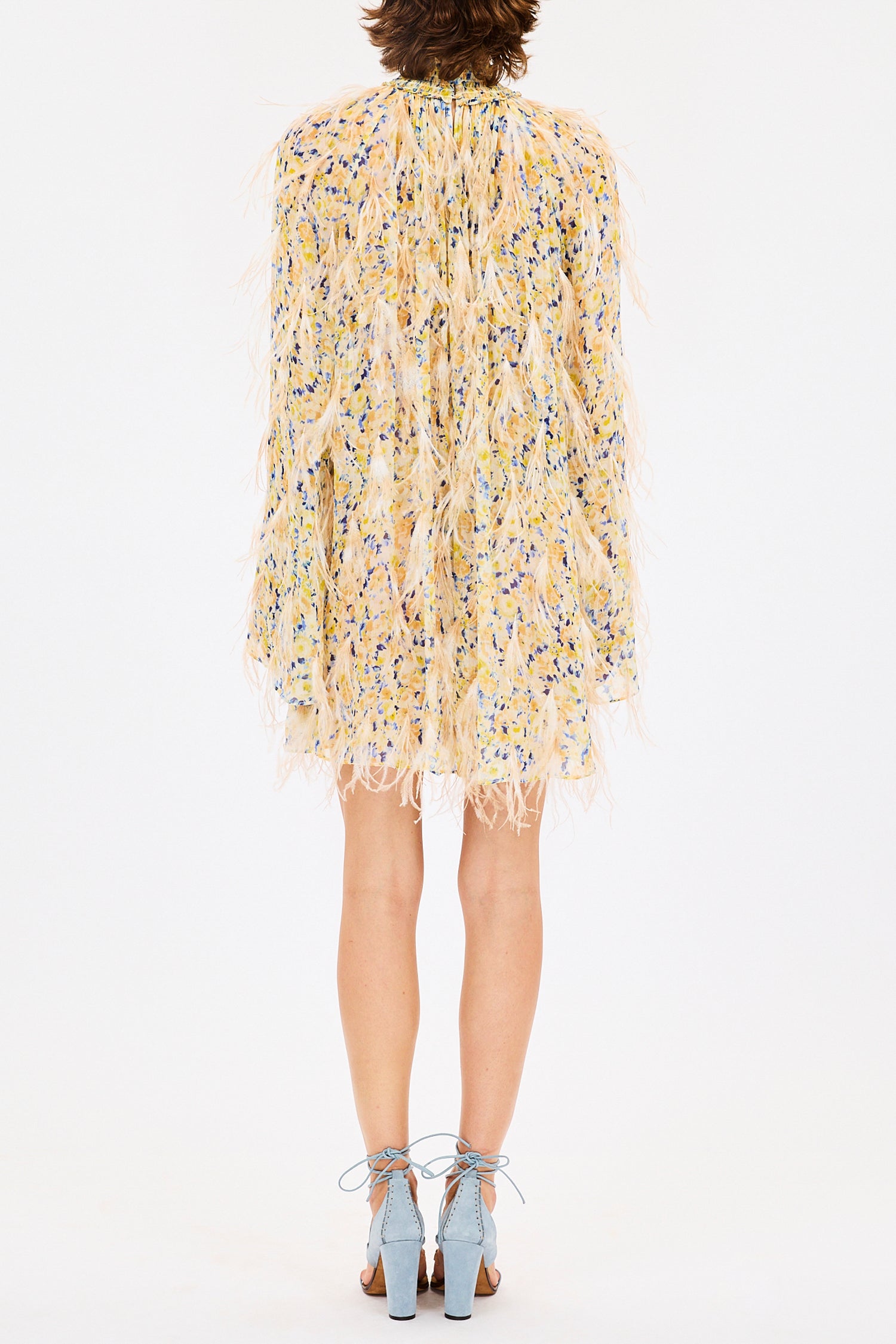 Miriam Dress with Feather Embroidery - Daffodil