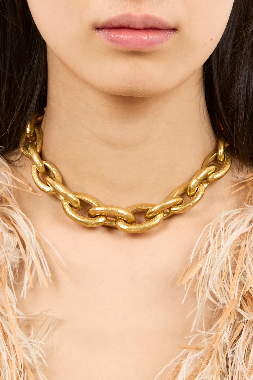 Gradient Oval Brass Necklace - Brass