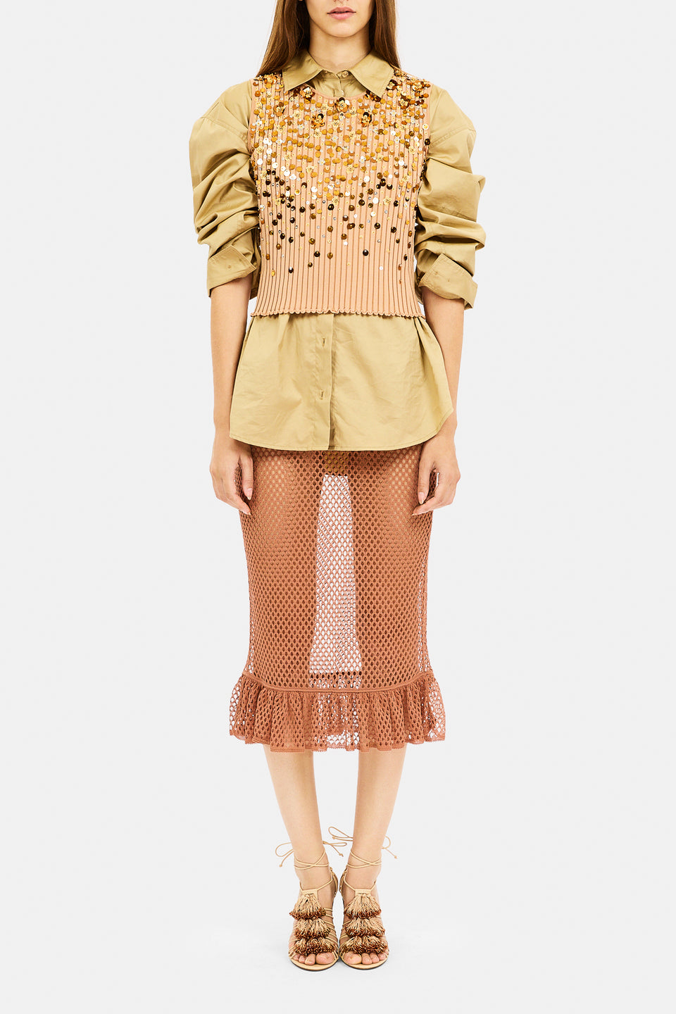 Aurelie Knit Tank w/ Embellishments - Golden Meadow