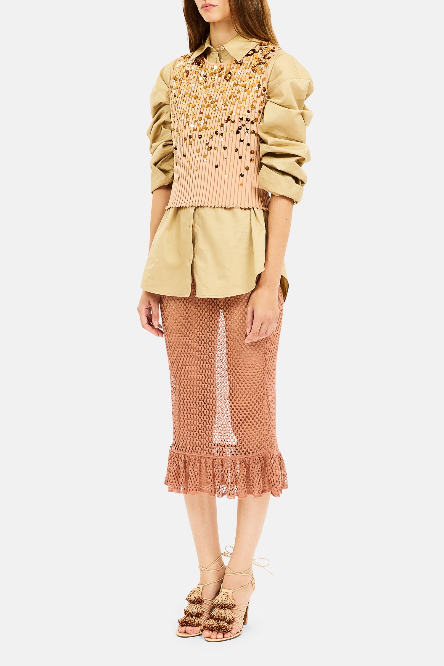 Ulla Johnson Aurelie Knit Tank w/ Embellishments - Golden Meadow