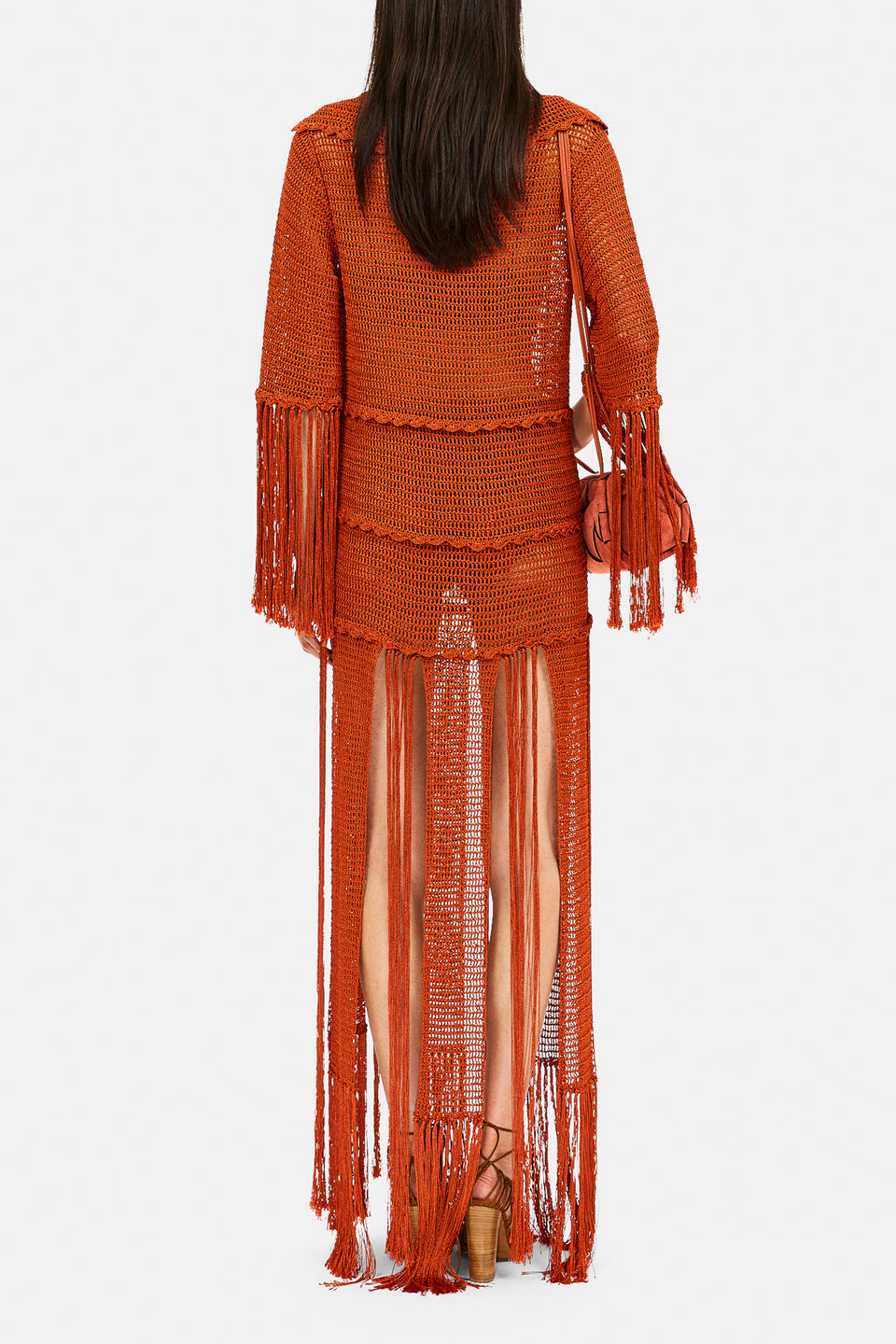 Appoline Fringe Knit Dress - Clay