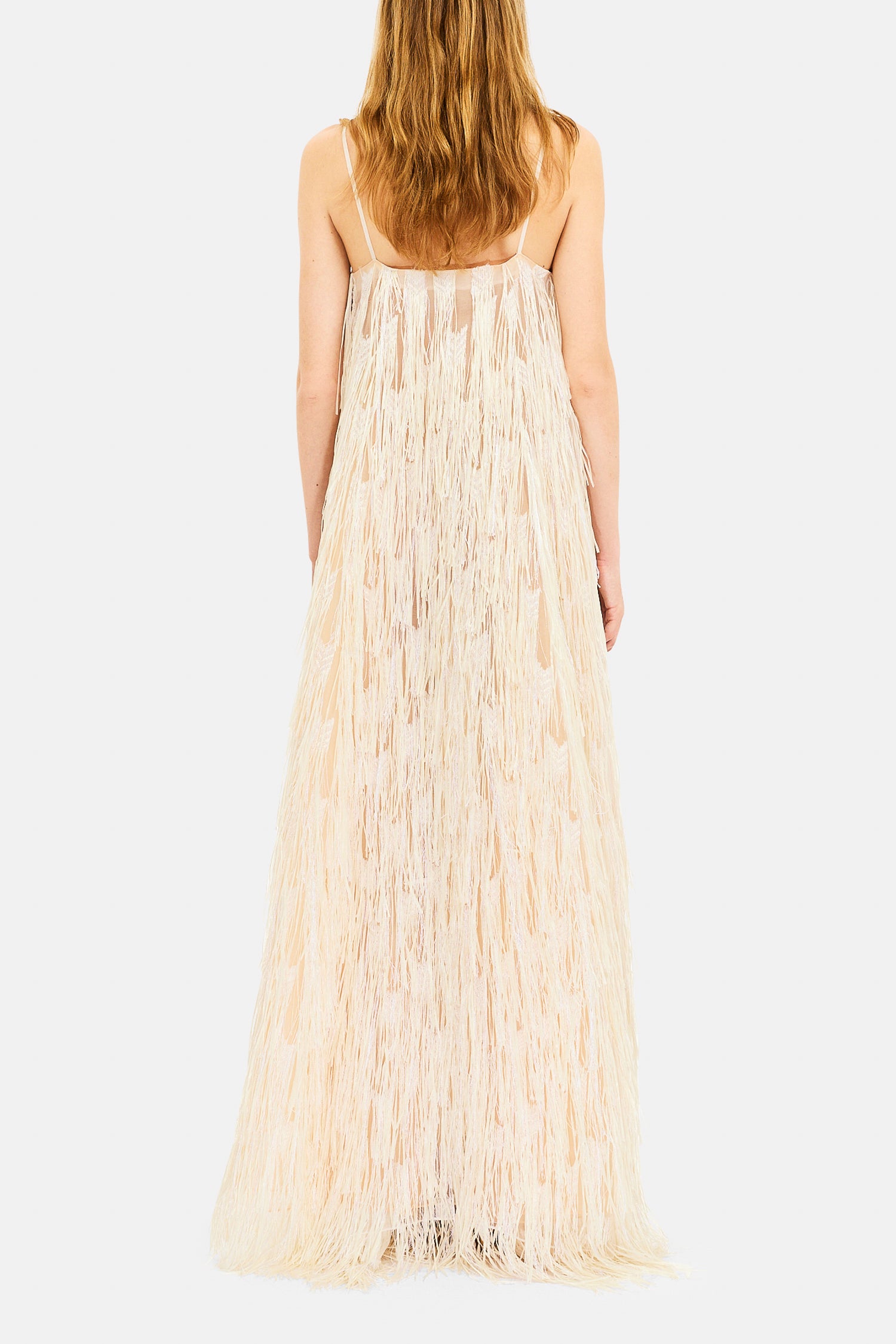 Ulla Johnson ⁣⁢Vestido largo Maria con tirantes de espagueti y flecos - Ecru⁤⁣