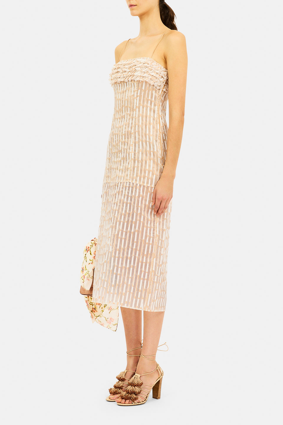 ⁣⁢Katia Abito Midi Aderente con Spalline Sottili - Scallop⁤⁣