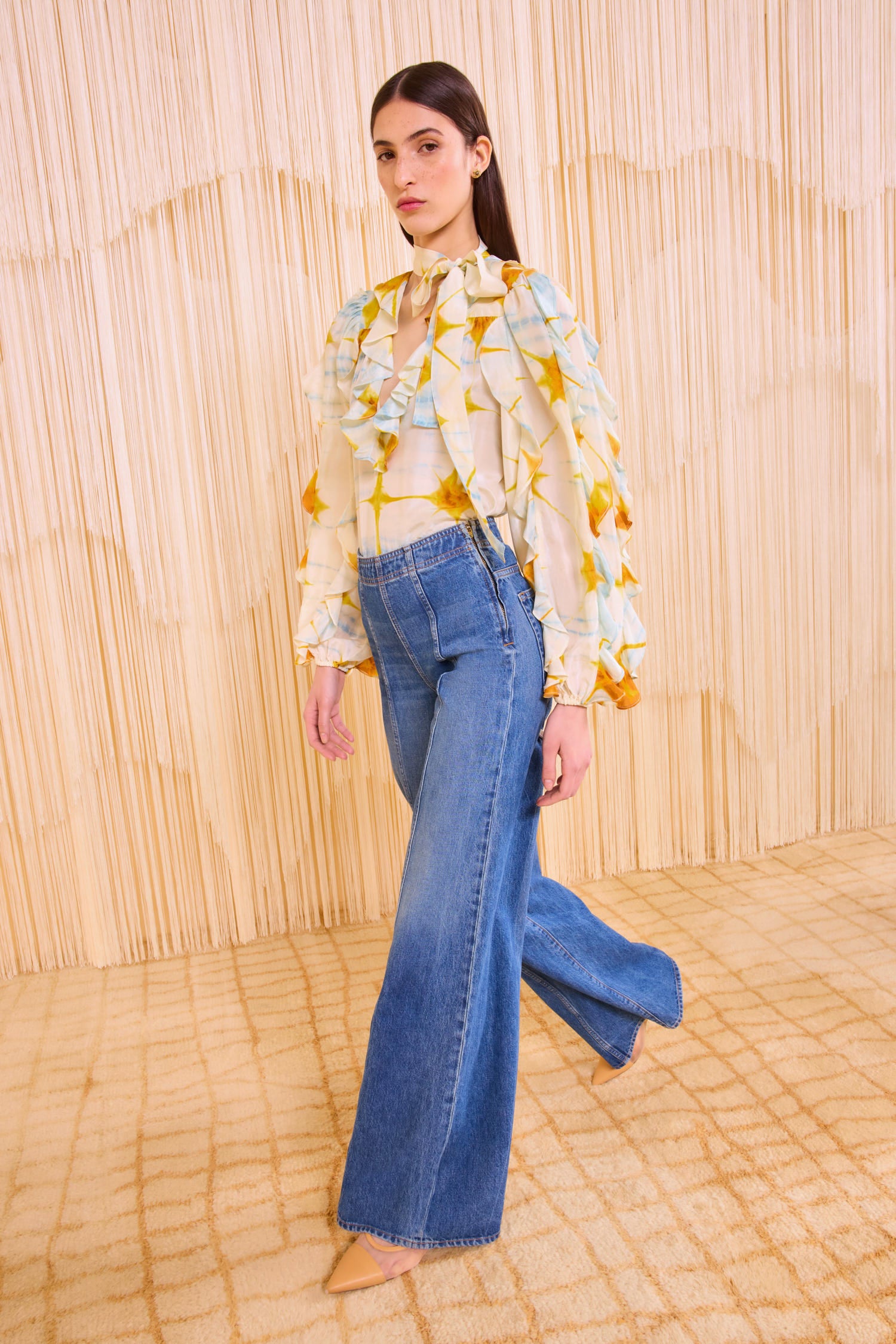 Ulla Johnson Abelie Necktie Long Sleeve Blouse - Dawn