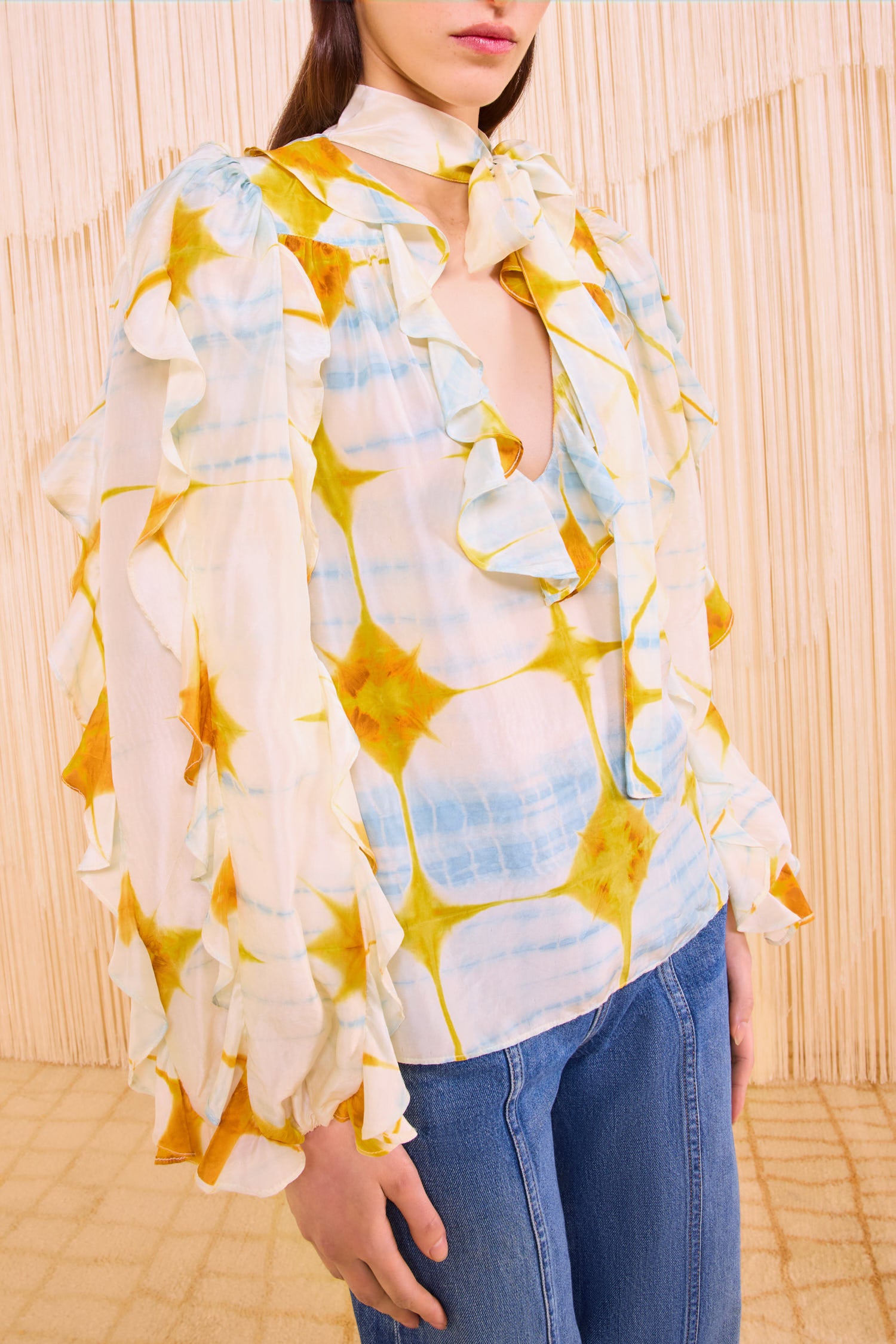 Ulla Johnson Abelie Necktie Long Sleeve Blouse - Dawn