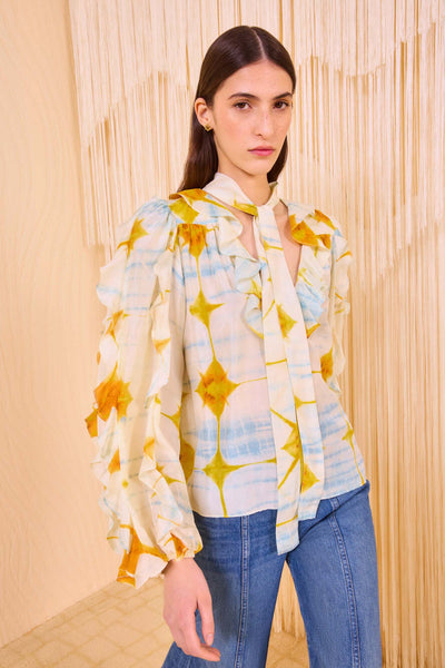 Abelie Necktie Long Sleeve Blouse - Dawn