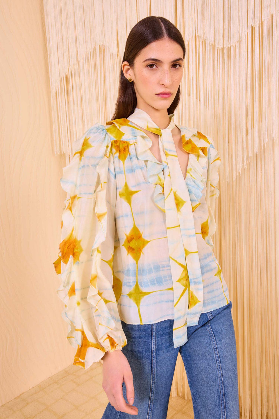 Abelie Necktie Long Sleeve Blouse - Dawn