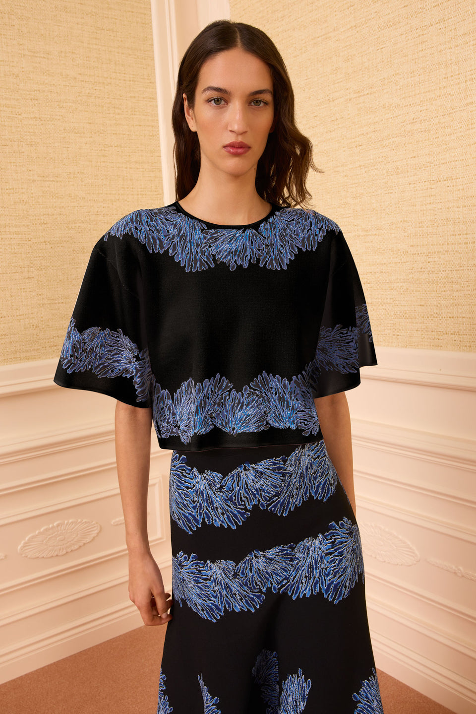 Alara Knit Jacquard Top - Lapis