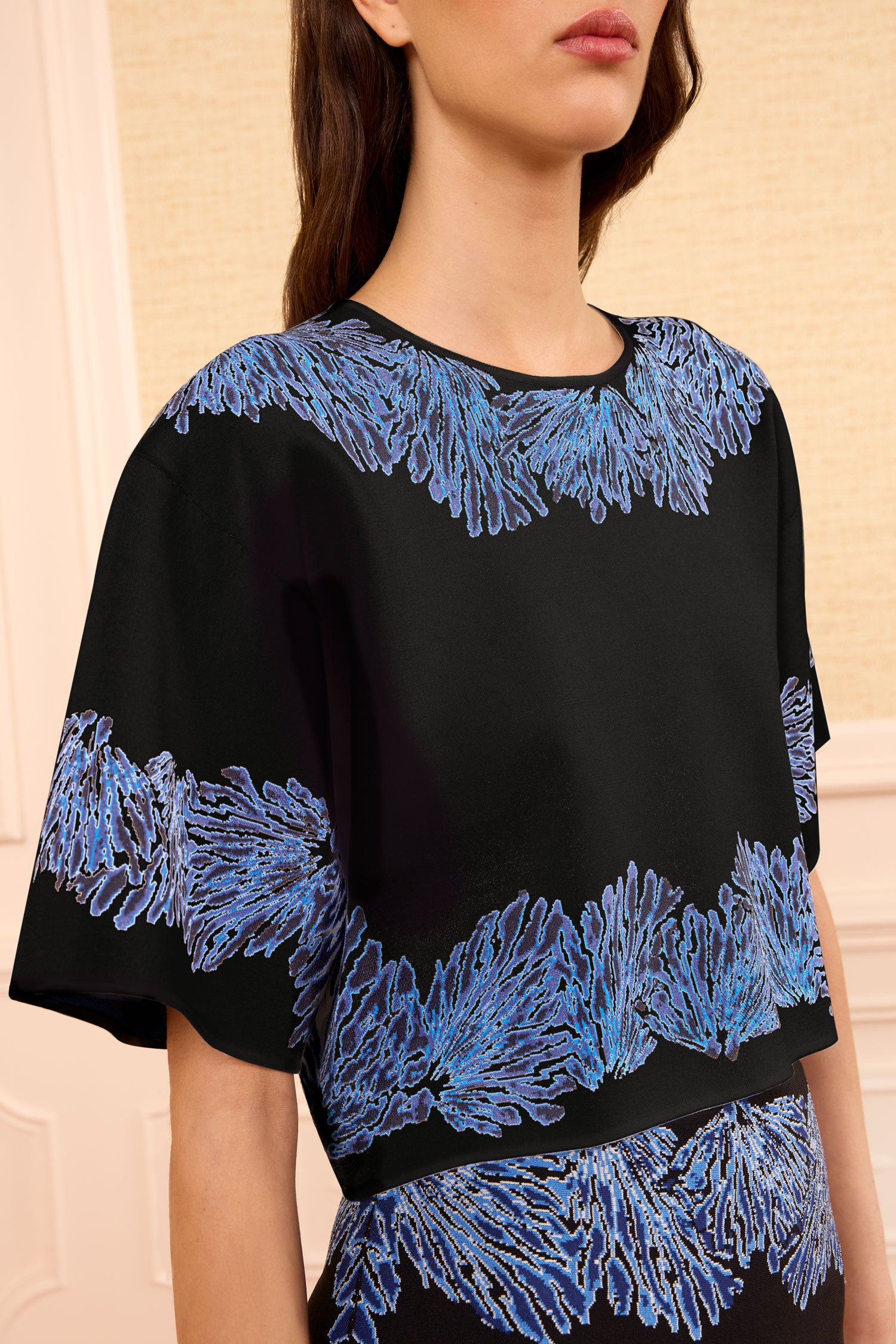Alara Knit Jacquard Top - Lapis