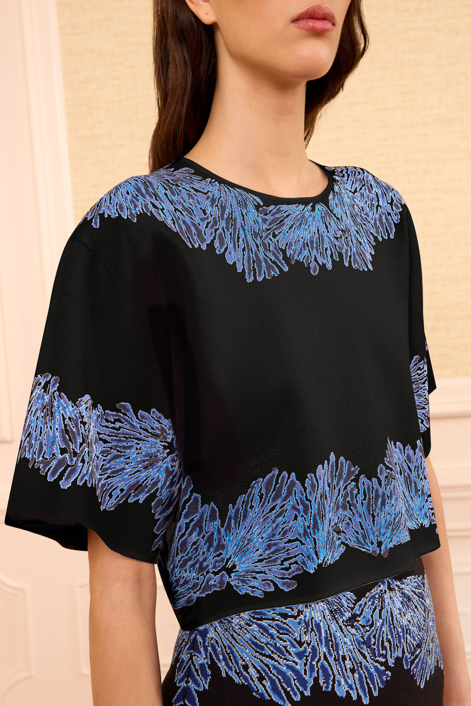 Alara Knit Jacquard Top - Lapis