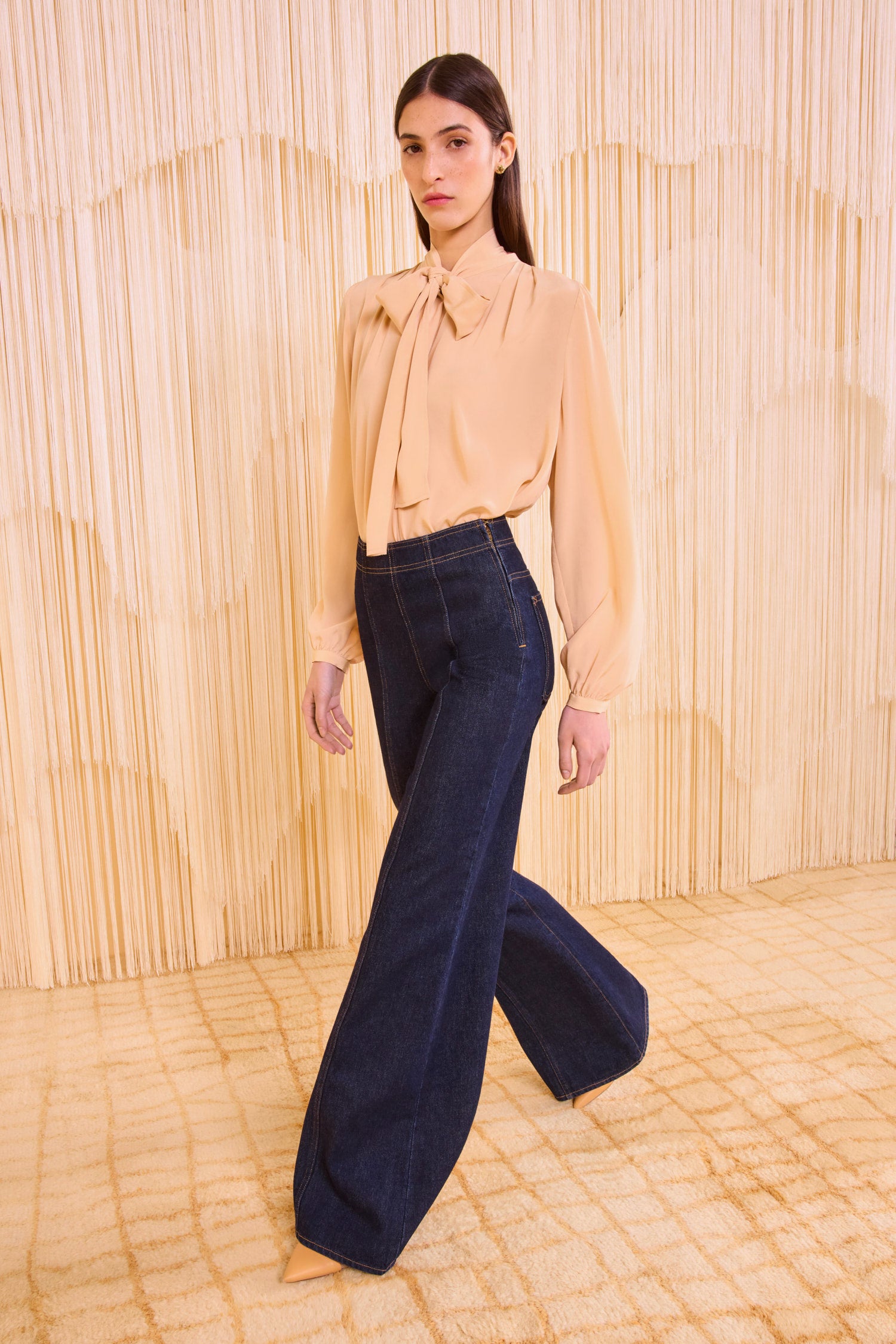 Alistair Necktie Long Sleeve Blouse - Almond